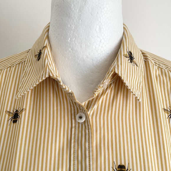 Joules shirt 8 cotton classic fit long sleeved bee print blouse yellow striped - Picture 3 of 12